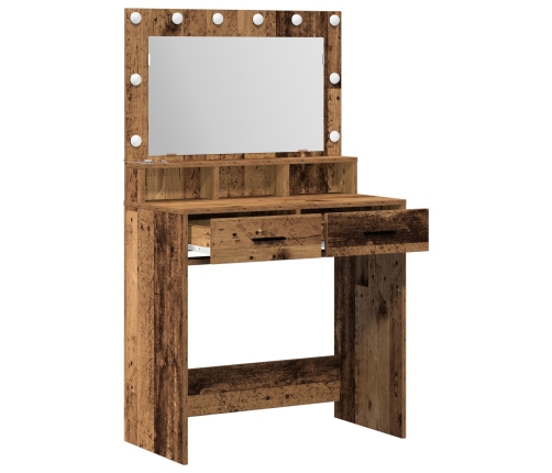 Mesita de Tocador  con Luces LED de Madera Vieja 79x41x135 cm