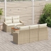 Conjunto de Sofá de Jardín de 6 Piezas con Cojines Beige de Poliratán y Acacia