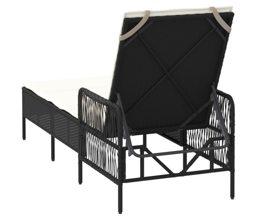 Tumbona  Negra y crema Ratán PE 157 x 55 x 92 cm
