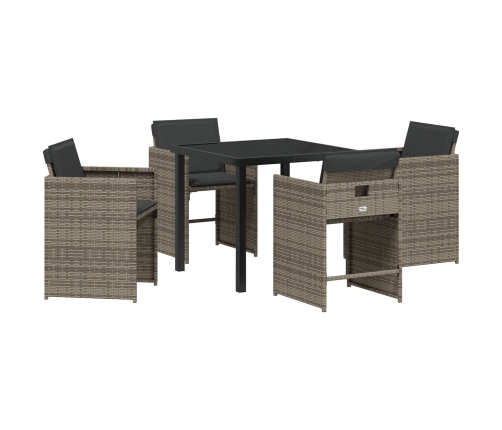 Set de Comedor de Jardín  de 5 Piezas con Cojines Gris Poliratán