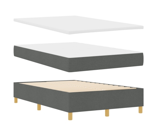 Cama con Base de Resortes  y Colchón Gris Oscuro 120x200 cm Tela