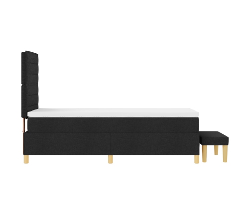 Cama con Base  con Colchón y Banco Negro 90x200 cm Tela