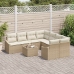 Conjunto de Sofás de Jardín  de 9 Piezas con Cojines de Ratán Beige