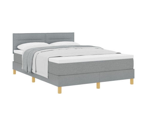 Cama Box Spring con Colchón Gris Claro 140x200 cm Tela