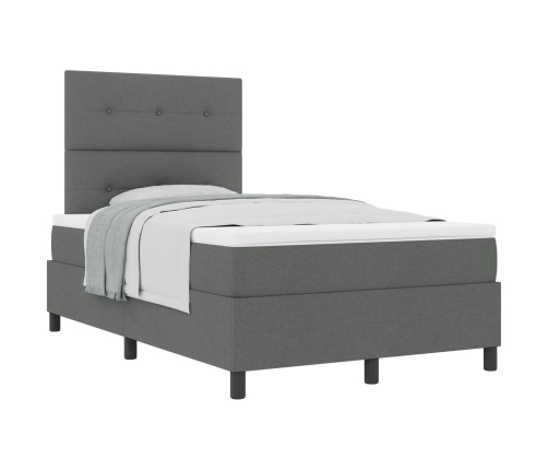 Cama con Somier con Colchón Gris Oscuro 120x200 cm Tela