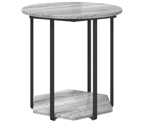 Mesa Lateral  2 pcs Gris Sonoma de Madera y Metal