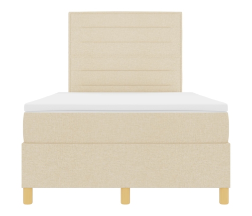 Cama con Base de Resortes y Colchón Crema 120x200 cm Tela