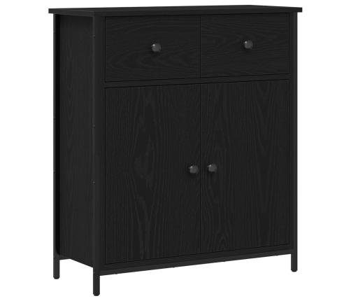 Aparador Negro de Roble 70x30x80 cm de Madera Ingenierizada y Acero