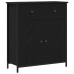 Aparador Negro de Roble 70x30x80 cm de Madera Ingenierizada y Acero