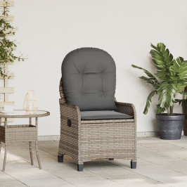 Sillón Reclinable  con Cojín Gris de Ratán Poliéster