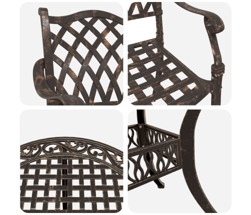 Conjunto de Comedor de Jardín de 5 Piezas de Bronce de Aluminio Fundido