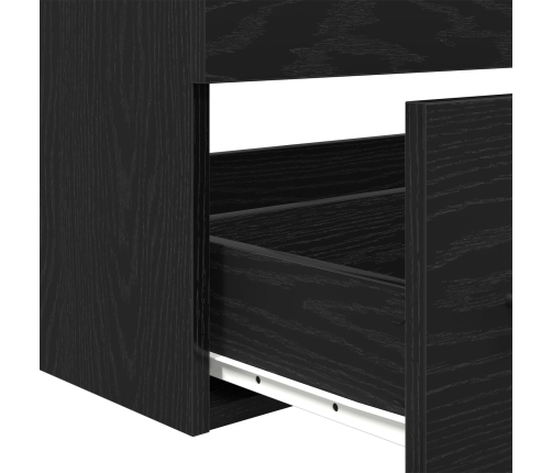 Mueble de lavabo con espejo de roble negro 90x45x1,5 cm de madera elaborada