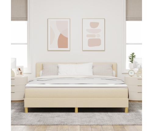 Cama con Box Spring  con Colchón Crema 180x200 cm Tela