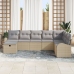 Set de Sofás de Jardín de 8 Piezas con Cojines Beige Ratán Poliéster