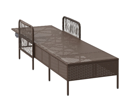 Tumbona Marrón y crema Ratán PE 157 x 55 x 92 cm Plegable