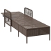 Tumbona Marrón y crema Ratán PE 157 x 55 x 92 cm Plegable