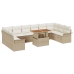Conjunto de Comedor de Jardín de 11 Piezas con Cojines Ratán Beige Acacia