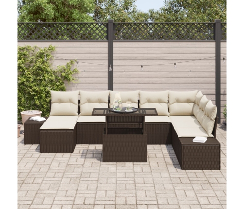 Conjunto de Sofá de Jardín  Juego de 9 Beige y Marrón