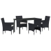 Conjunto de Comedor para Jardín de 5 Piezas  Negro Ratán Polimérico