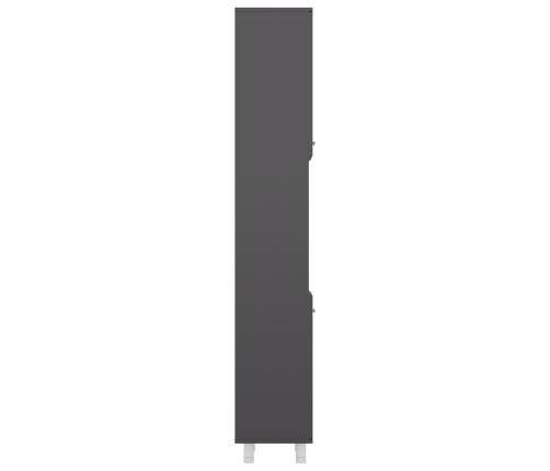 Armario de baño madera contrachapada gris brillo 30x30x179 cm