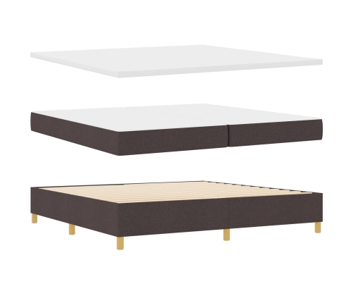 Cama Box Spring  con Colchón y Banco Marrón Oscuro 200x200 cm Tela