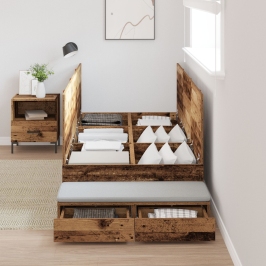Estructura de Cama con Almacenamiento  Madera Vieja Madera Compuesa