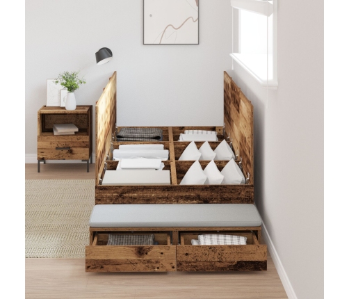 Estructura de Cama con Almacenamiento  Madera Vieja Madera Compuesa