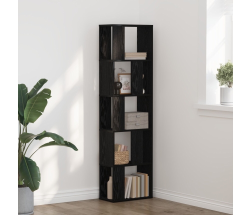 Estantería  de 5 niveles en roble negro 45x23,5x162,5 cm de madera elaborada