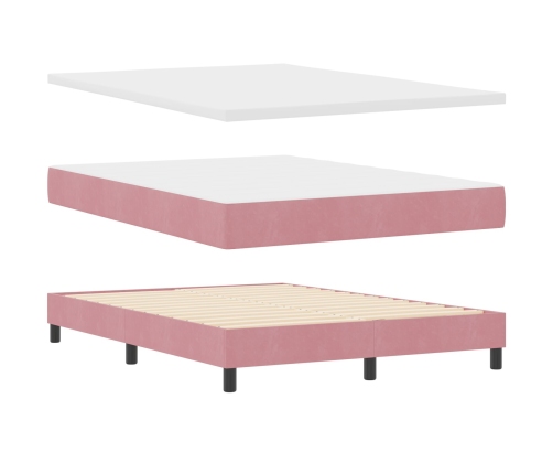 Cama con somier y colchón  Rosa 140x200 cm Terciopelo