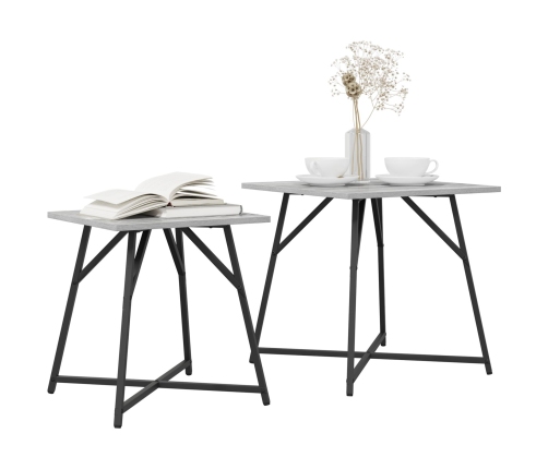 Mesa Auxiliar  2 pcs Gris Sonoma de Madera y Metal