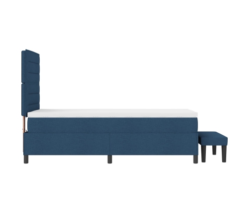 Cama con Somier con Colchón y Banco Azul 90x200 cm Tela