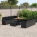 Set de Sofá de Jardín de 11 Piezas con Cojines Negro Poliratán Acacia,  Sofá de Jardín de 2 Personas con Cojines Negro Poliratán,  Set de Comedor de Jardín de 3 Piezas con Cojines Negro Poliratán Acacia