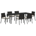 Conjunto de Comedor de Jardín de 7 Piezas de Ratan Negro
