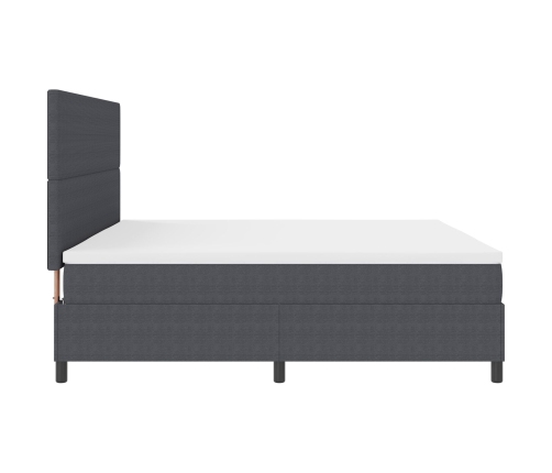 Cama con Base  con Colchón Gris Oscuro 200x200 cm Tela de Corduroy