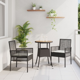 Juego de Comedor de Jardín de 3 Piezas  Negro Poliratán