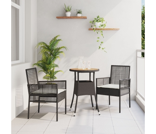Juego de Comedor de Jardín de 3 Piezas  Negro Poliratán