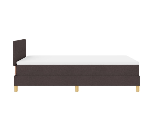 Cama con somier  con colchón y LED marrón oscuro 120x200 cm tela