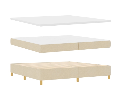Cama con Somier y Colchón & LED Crema 200x200 cm Tela