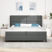 Cama Box Spring con Colchón en Gris Oscuro, 200x200 cm de Tela