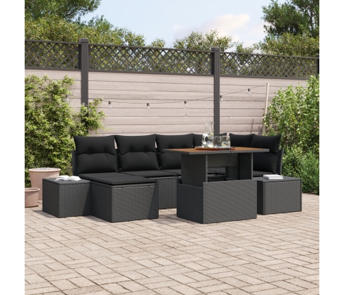 Conjunto de Sofá de Jardín  Set de 7 Negro
