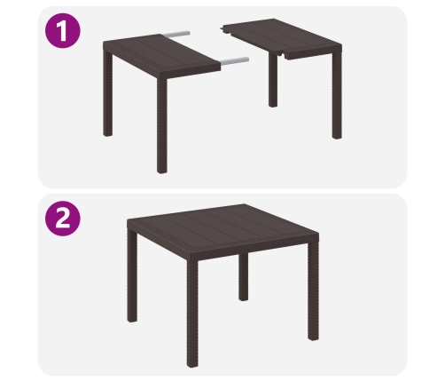 Conjunto de Comedor de Jardín 3 Piezas Color Marrón Resina