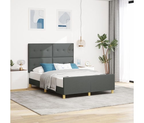 Estructura de Cama  Gris Oscuro 140x190 cm Tela