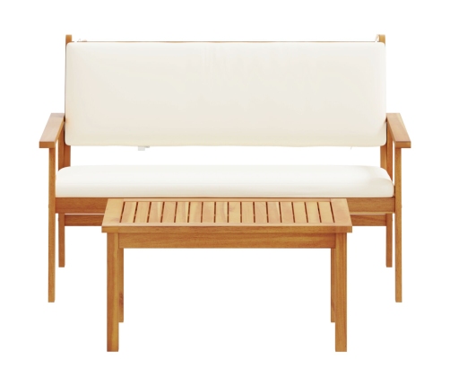 Set de sofá de jardín de 4 piezas con cojines de madera maciza de acacia