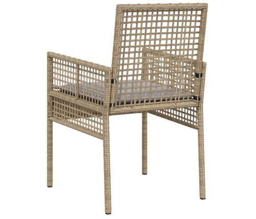 sillas de jardín  2 pcs con cojines beige de ratán sintético