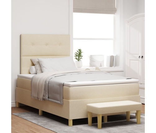 Cama Box Spring  con colchón y banco Crema 120x200 cm Tela