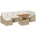 Conjunto de comedor de jardín de 8 piezas con cojines Beige Ratán Acacia