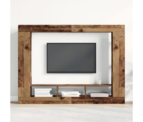 Cabinet de TV Montado en la Pared Madera Vieja 152x22x113 cm