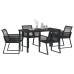 Juego de Comedor de Jardín  de 5 Piezas Ratán Negro